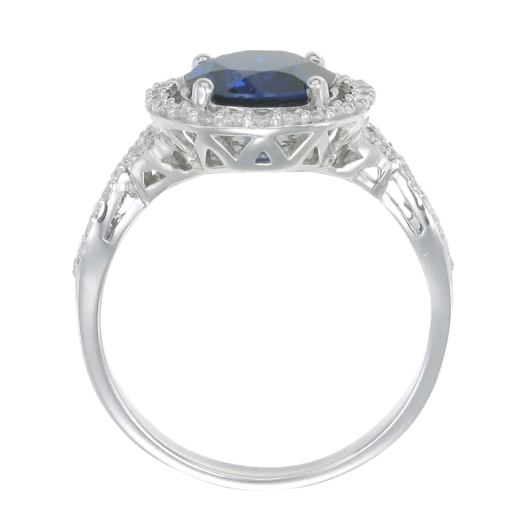 Sparkling Round Halo Blue Sapphire Ring