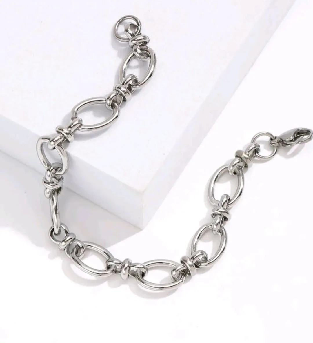 Stainless Steel Oval Link Chain Bracelets, with Lobster Claw Clasps