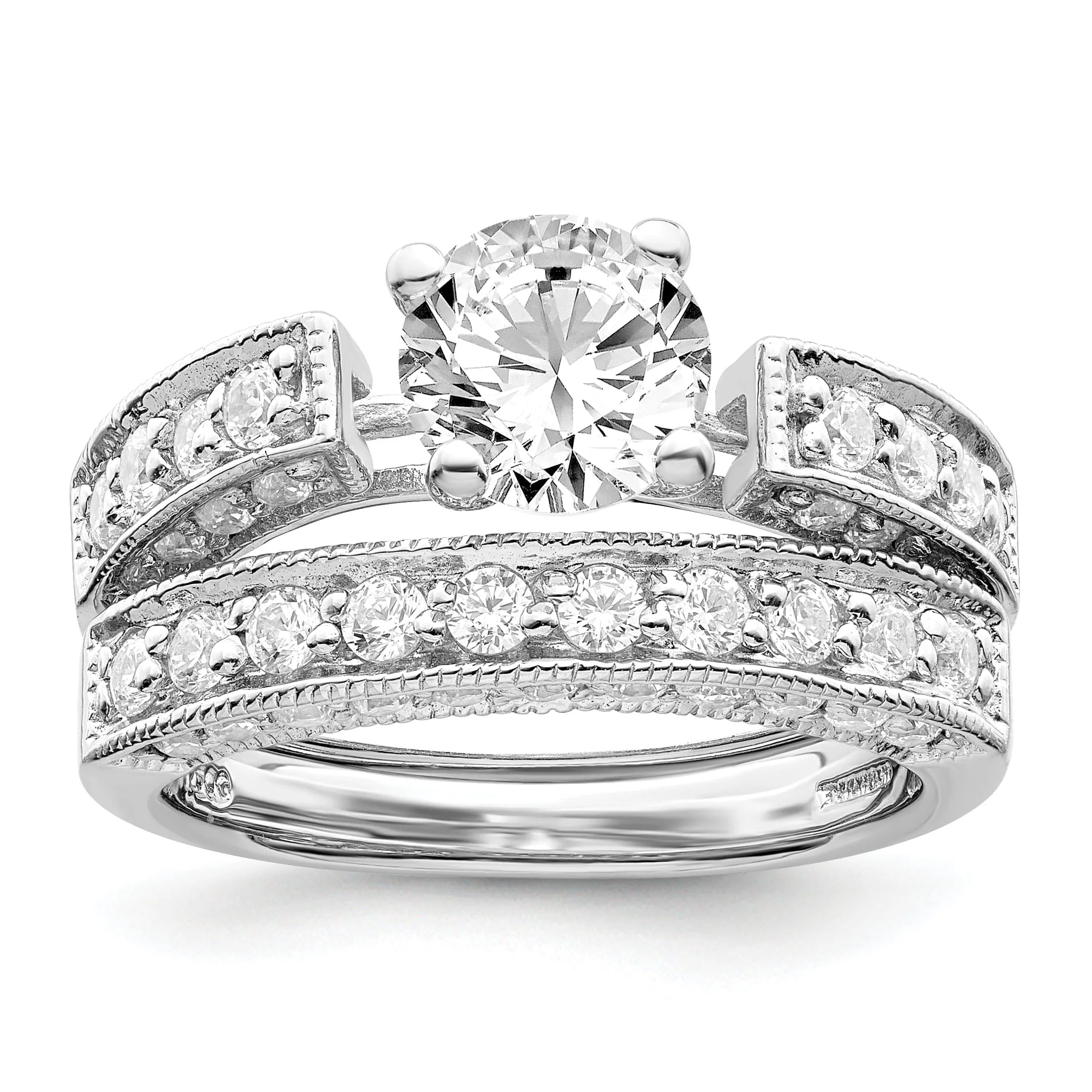 Sterling Silver Cubic Zirconia Band Rings Set