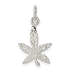 Sterling Silver Polished Finish Leaf Charm