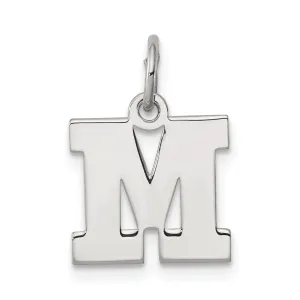 Sterling Silver Small Block Initial M Charm