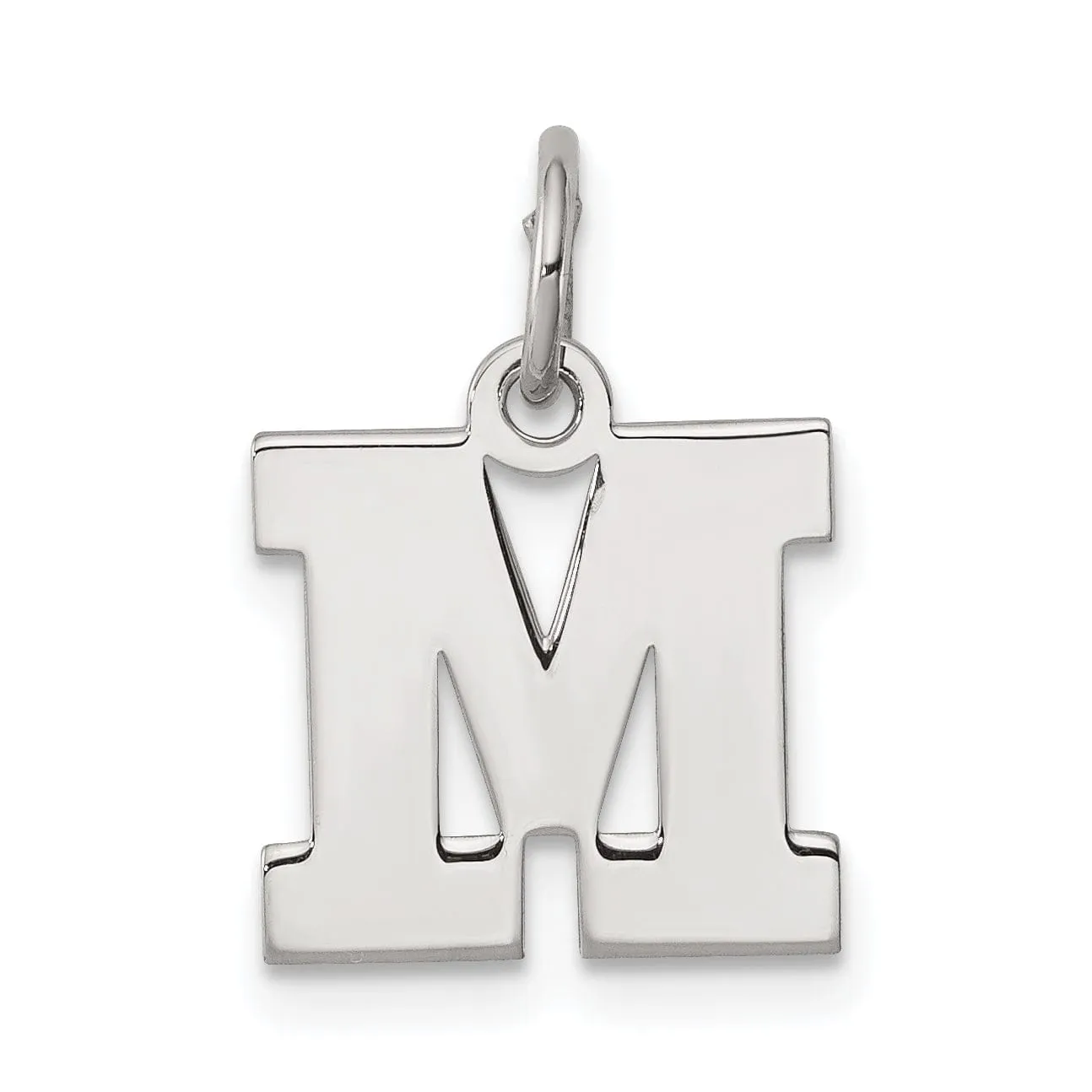 Sterling Silver Small Block Initial M Charm