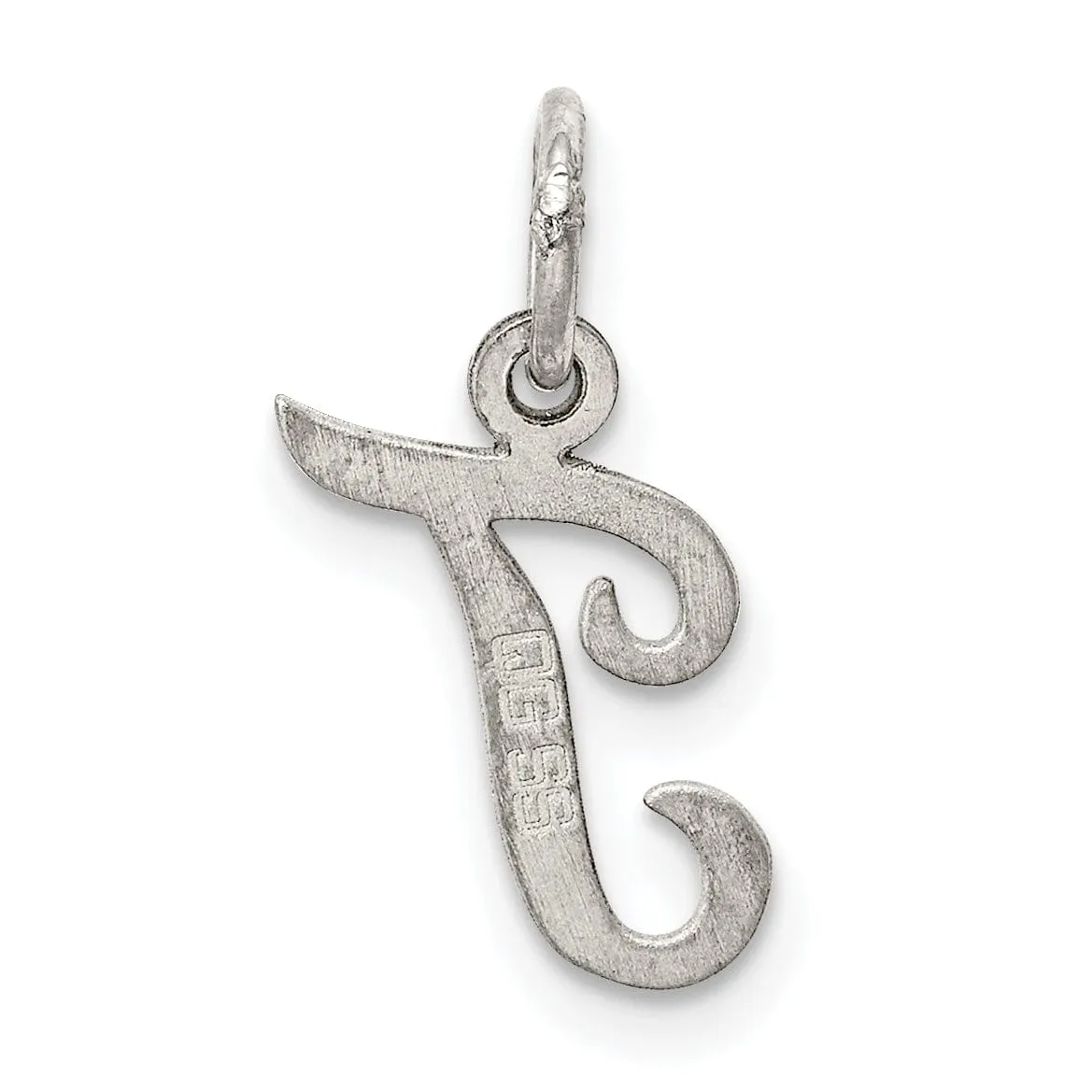 Sterling Silver Small Script Initial T Charm