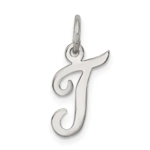 Sterling Silver Small Script Initial T Charm