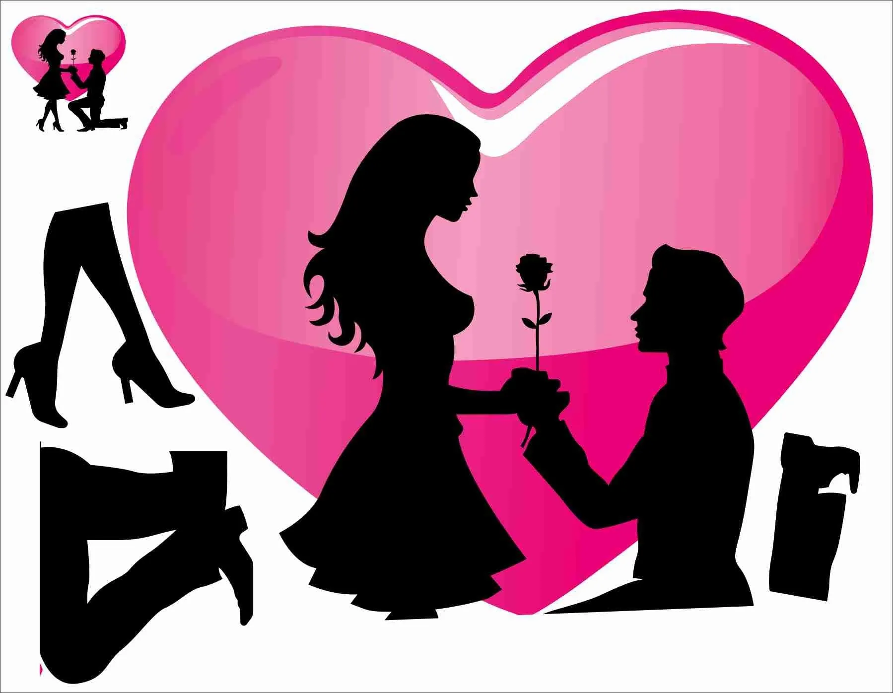 Sticker Hub Romantic Couple Engagement Proposal Heart Wall Stickers BS172