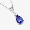 Tanzanite Teardrop and White Diamond 14K Gold Pendant 1.64 ctw