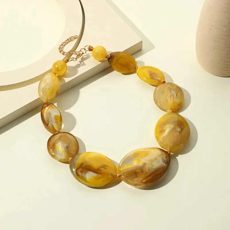 TEEK - Colorful Big Resin Stone Necklaces