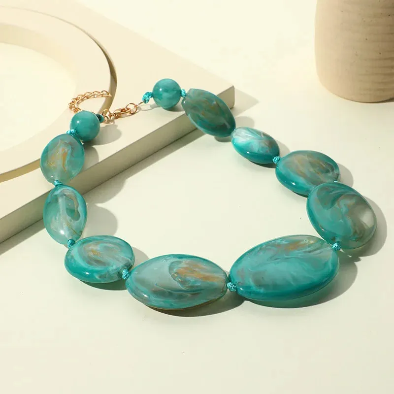 TEEK - Colorful Big Resin Stone Necklaces