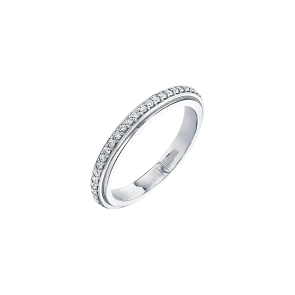 Track Ring with Pavé White Diamonds