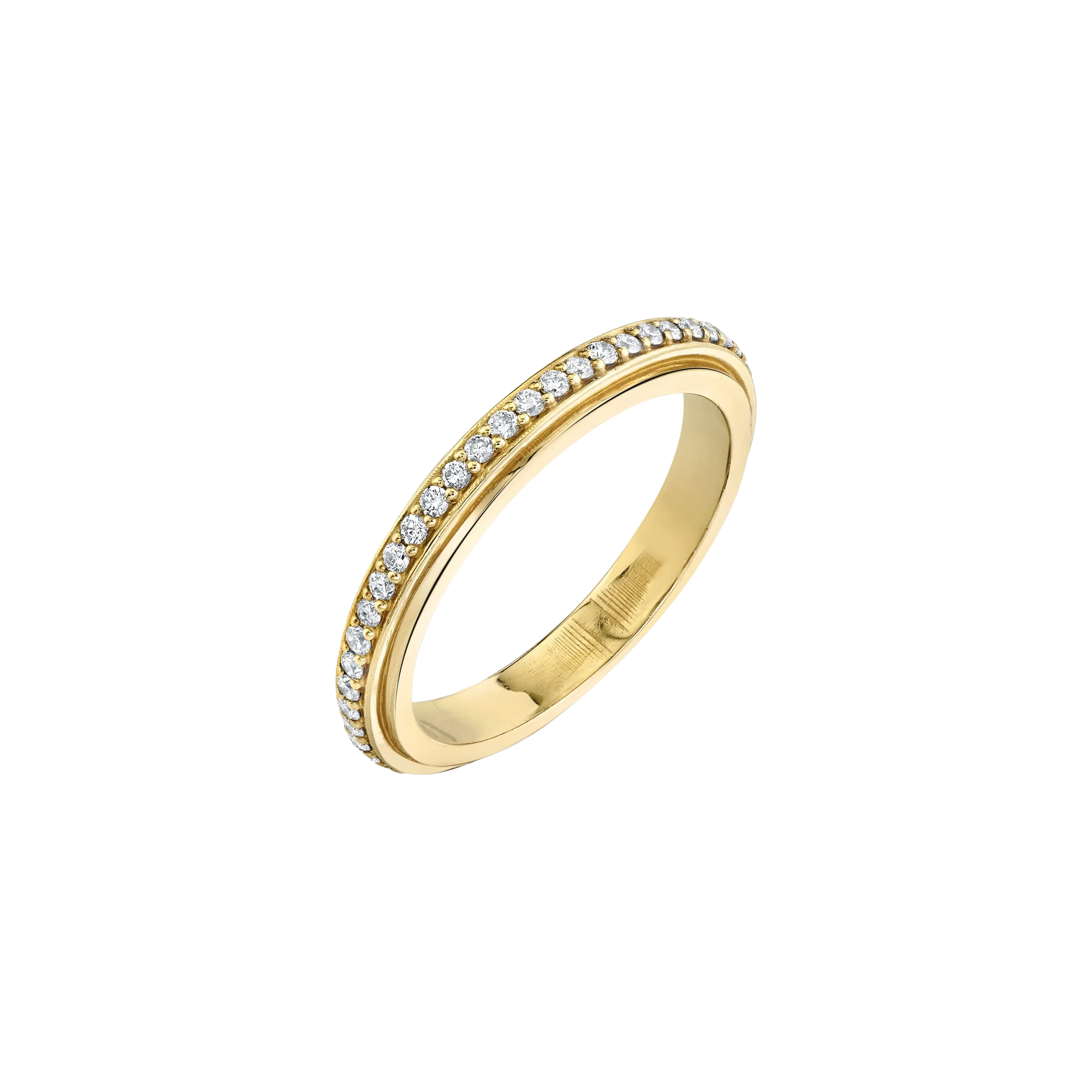 Track Ring with Pavé White Diamonds