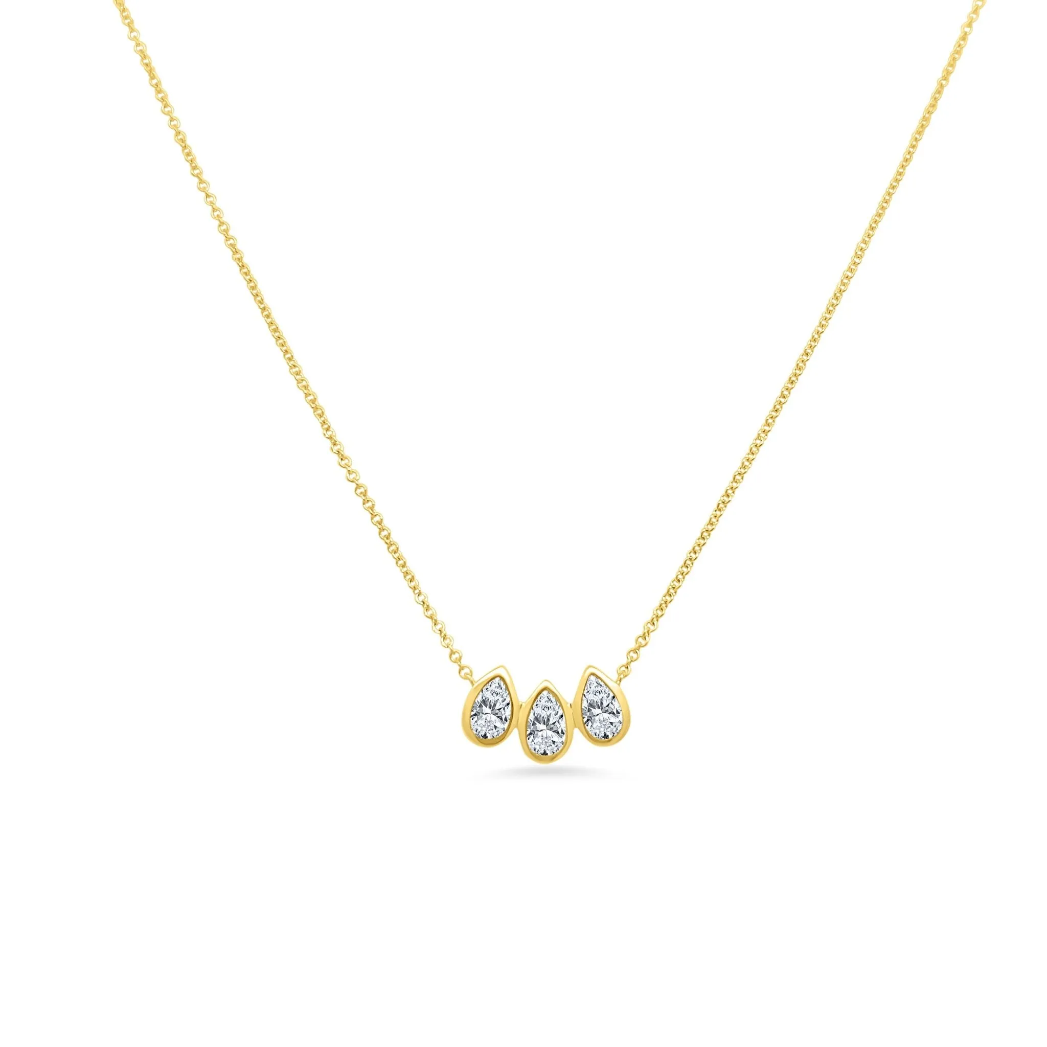 Triple Pear Bezel Necklace