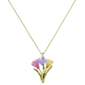 Tulips Triple Flower Dainty Pendant Necklace