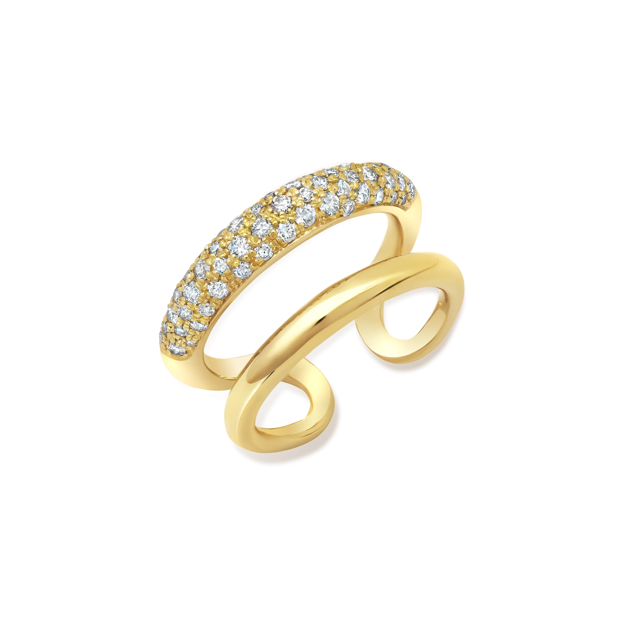 Twin Tusk Ring with Various Size Diamonds