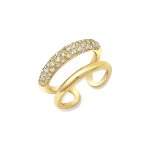 Twin Tusk Ring with Various Size Diamonds