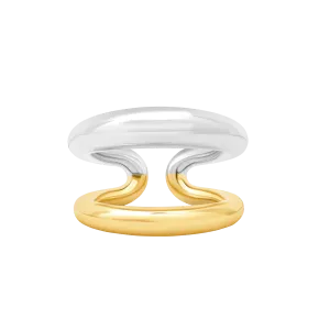 Two Tone Grande Twin Tusk Ring