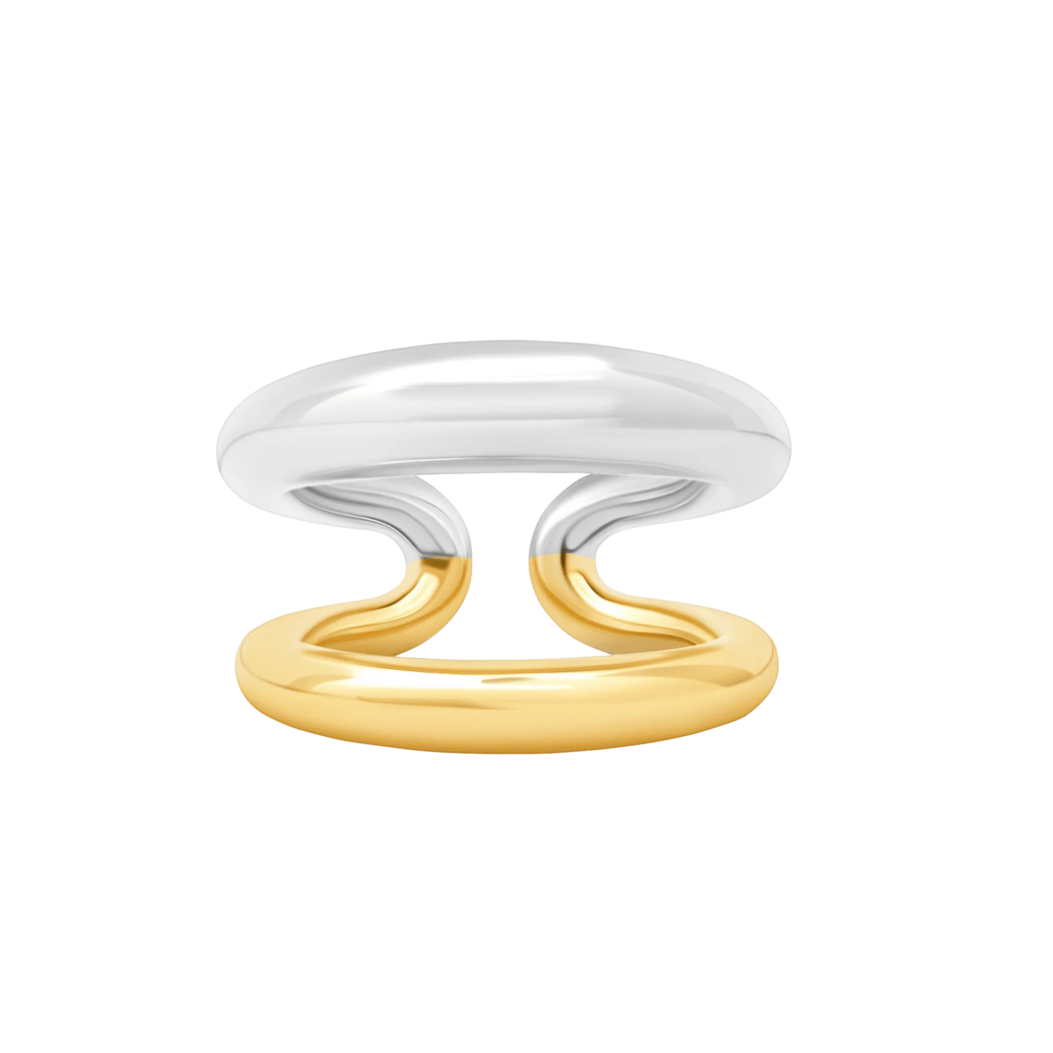 Two Tone Grande Twin Tusk Ring