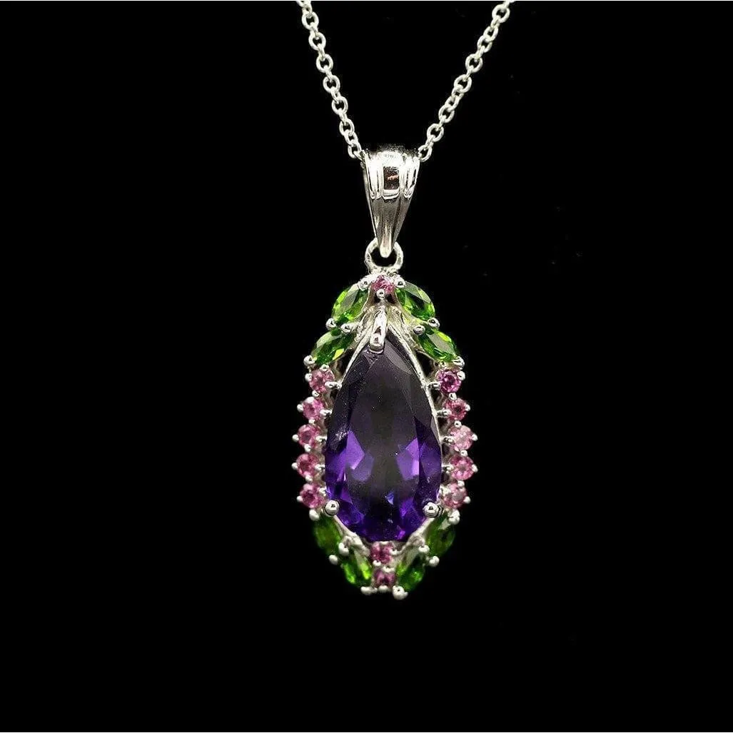 Unique Multi-Gemstone Pendant in Sterling Silver