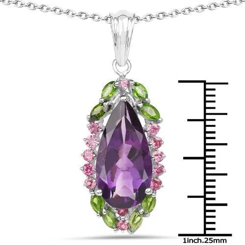 Unique Multi-Gemstone Pendant in Sterling Silver