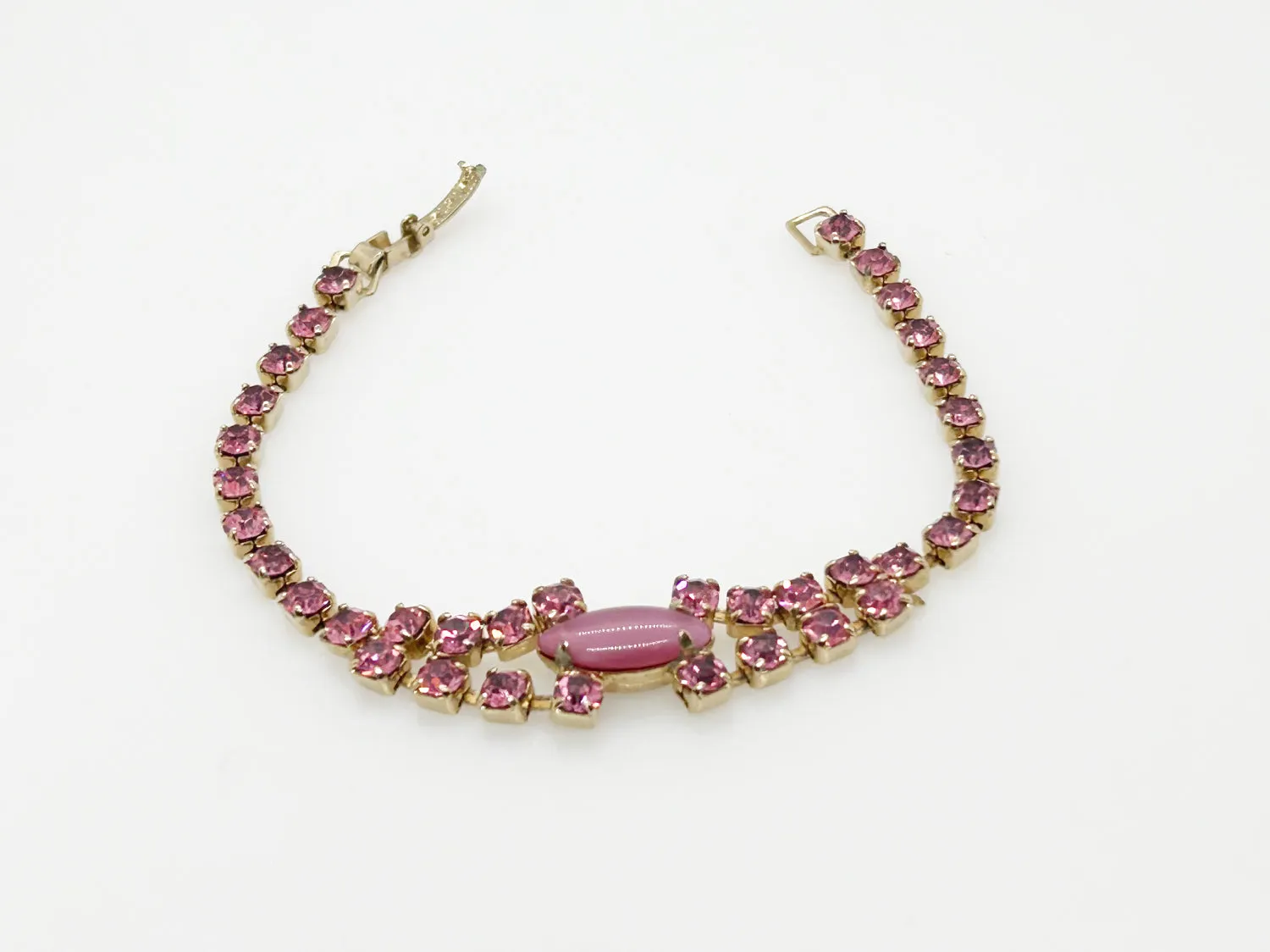 Vintage Sparkling Pink Rhinestone Bracelet