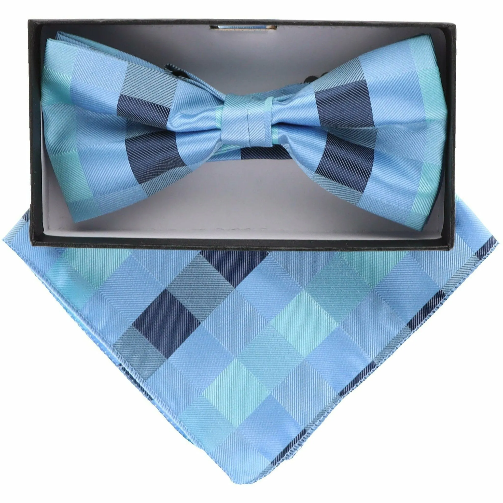 Vittorio Farina Men's Geometric Design Satin Bow Tie & Pocket Square in Gift Box