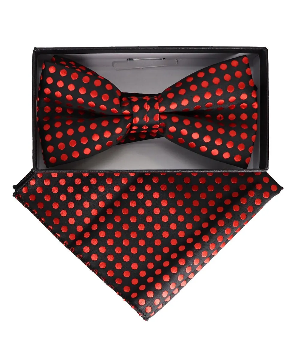 Vittorio Farina Men's Geometric Design Satin Bow Tie & Pocket Square in Gift Box