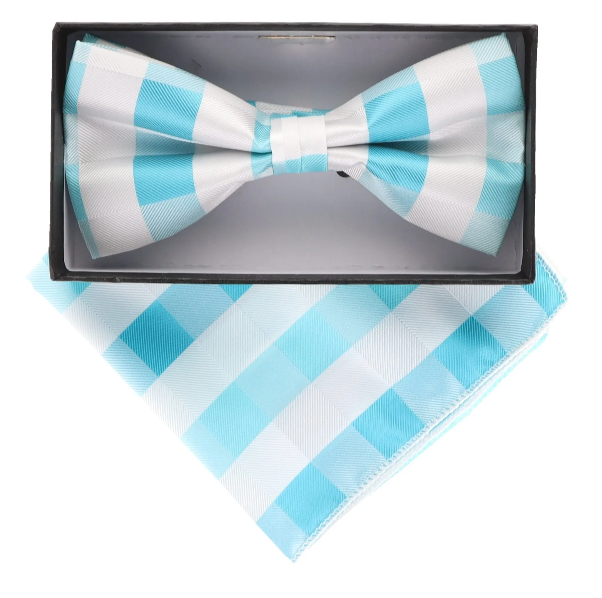 Vittorio Farina Men's Geometric Design Satin Bow Tie & Pocket Square in Gift Box