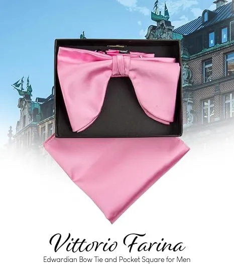 Vittorio Farina Men's Satin Teardrop Bow Tie & Pocket Square in Gift Box