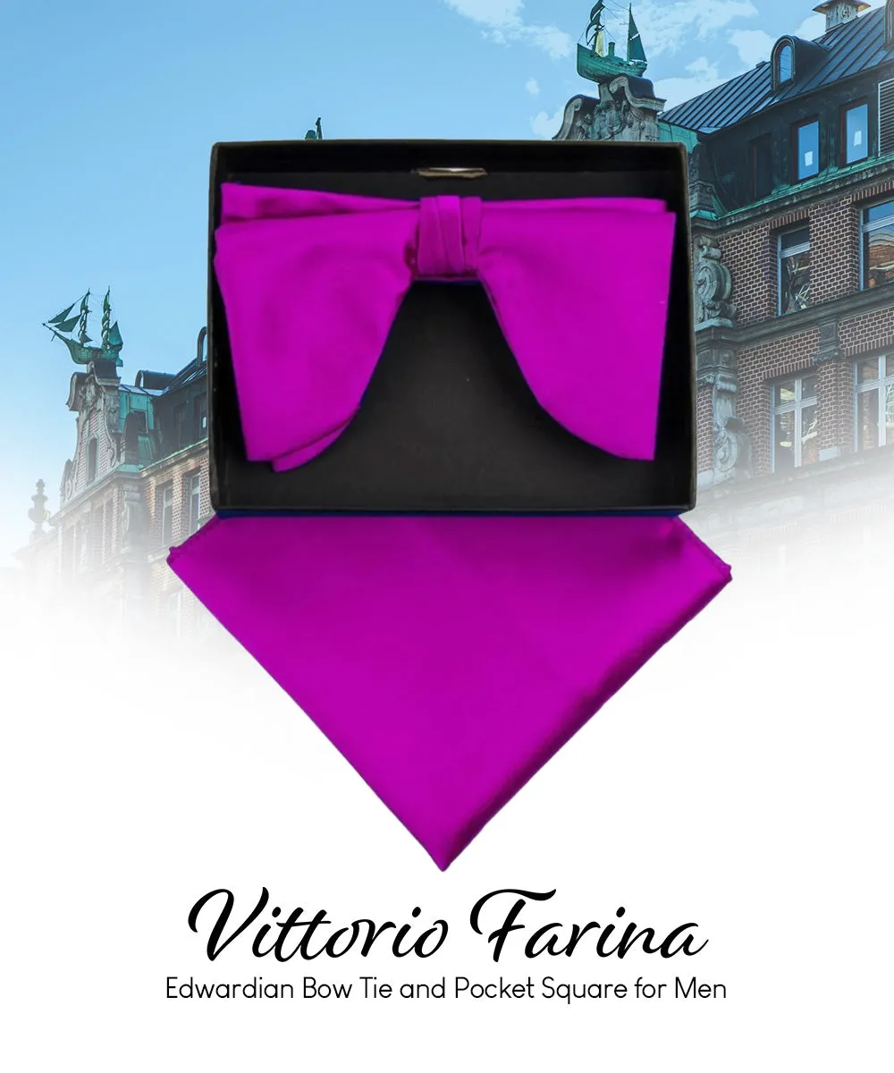 Vittorio Farina Men's Satin Teardrop Bow Tie & Pocket Square in Gift Box