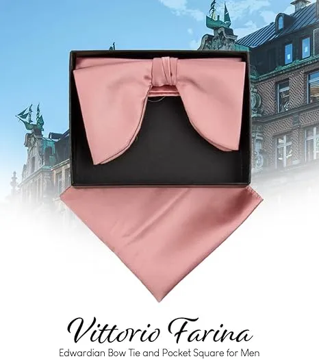 Vittorio Farina Men's Satin Teardrop Bow Tie & Pocket Square in Gift Box