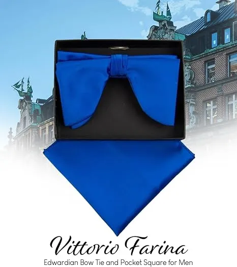 Vittorio Farina Men's Satin Teardrop Bow Tie & Pocket Square in Gift Box