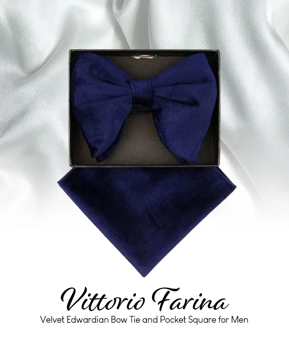 Vittorio Farina Men's Velvet Teardrop Bow Tie & Pocket Square in Gift Box