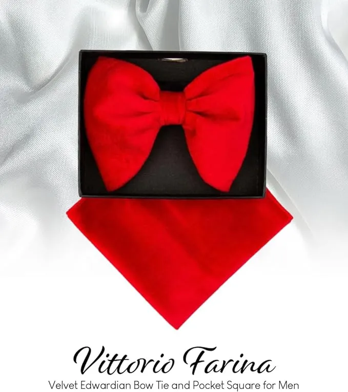 Vittorio Farina Men's Velvet Teardrop Bow Tie & Pocket Square in Gift Box