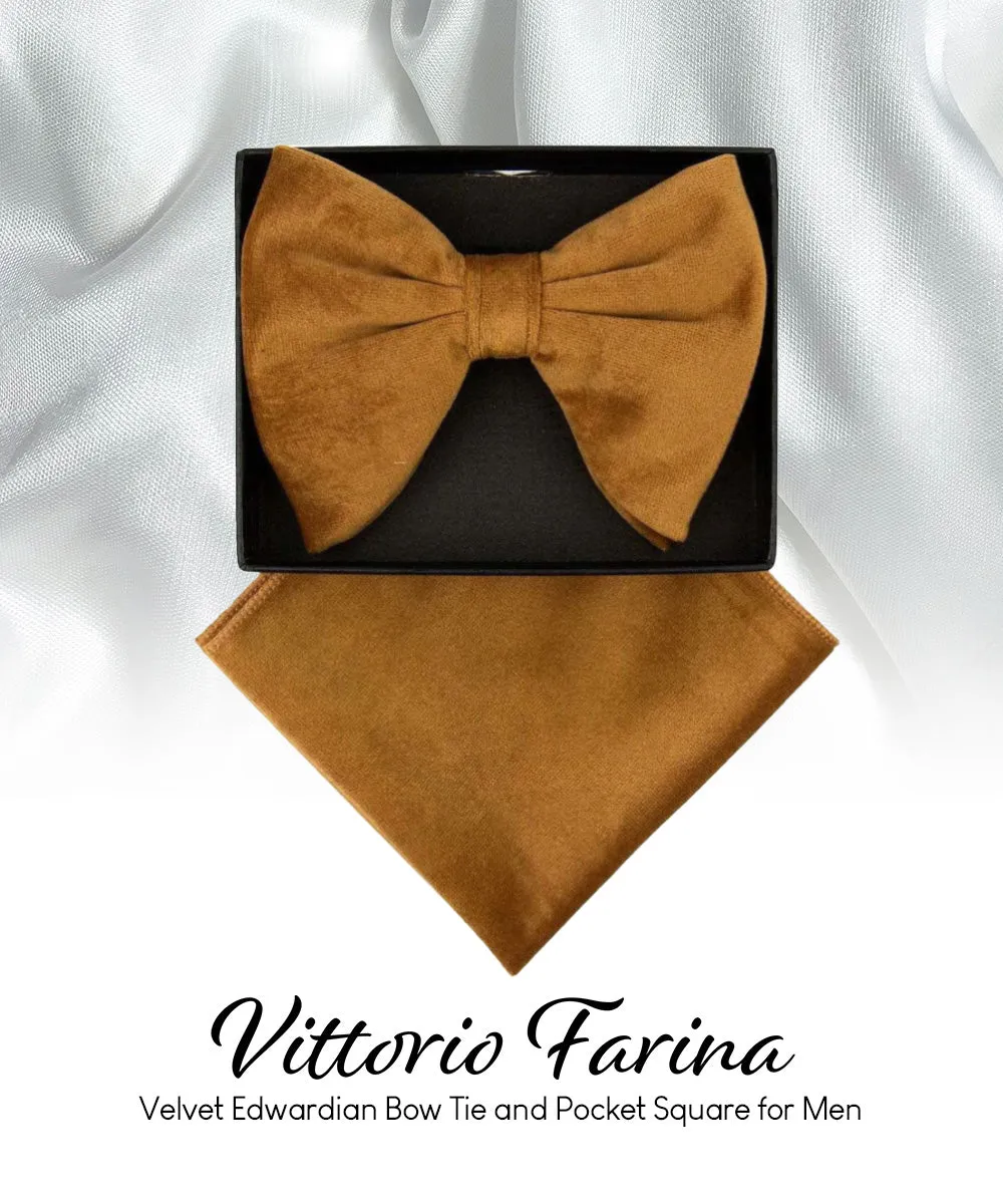 Vittorio Farina Men's Velvet Teardrop Bow Tie & Pocket Square in Gift Box