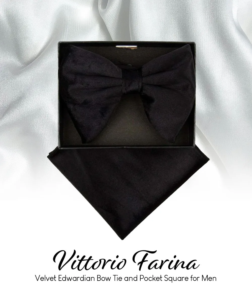 Vittorio Farina Men's Velvet Teardrop Bow Tie & Pocket Square in Gift Box