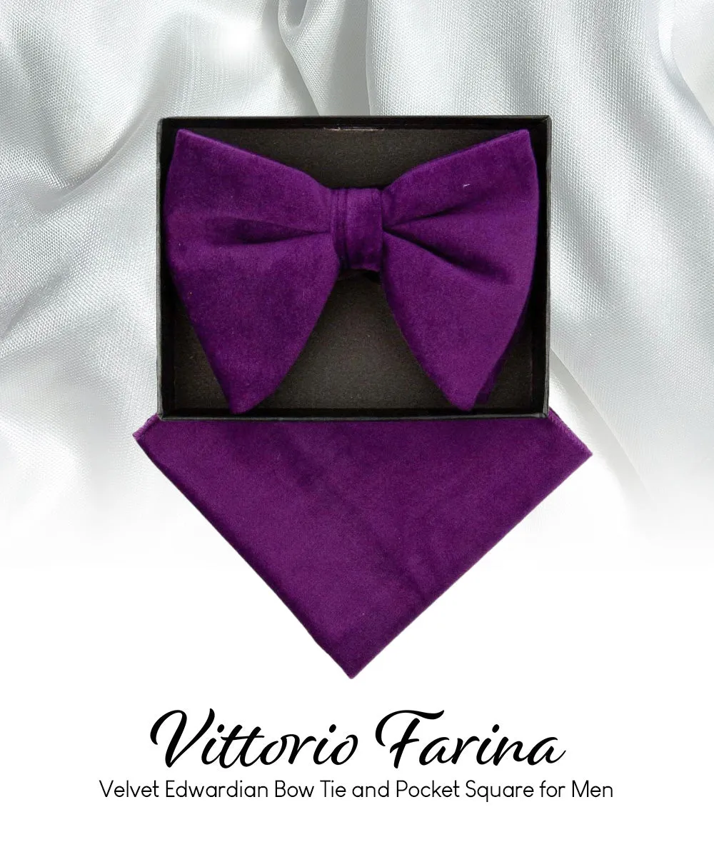 Vittorio Farina Men's Velvet Teardrop Bow Tie & Pocket Square in Gift Box