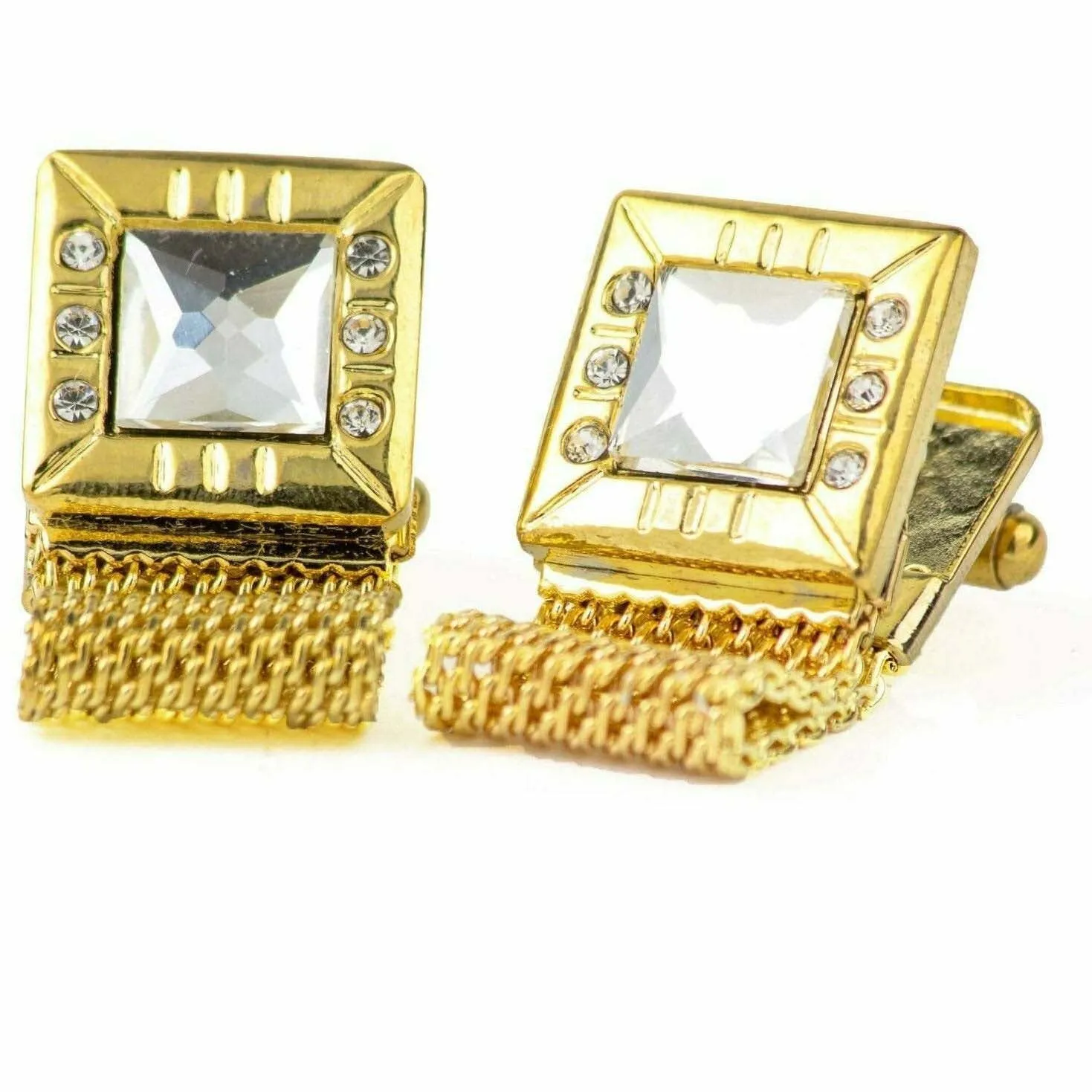 Vittorio Vico Colorful Crystal Chain Cufflinks in Gift Box