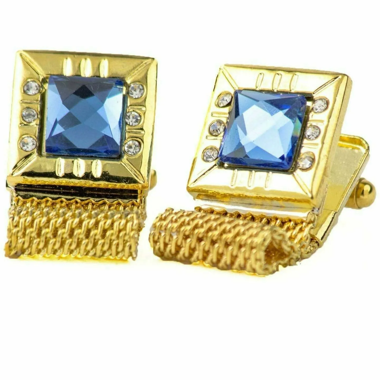 Vittorio Vico Colorful Crystal Chain Cufflinks in Gift Box