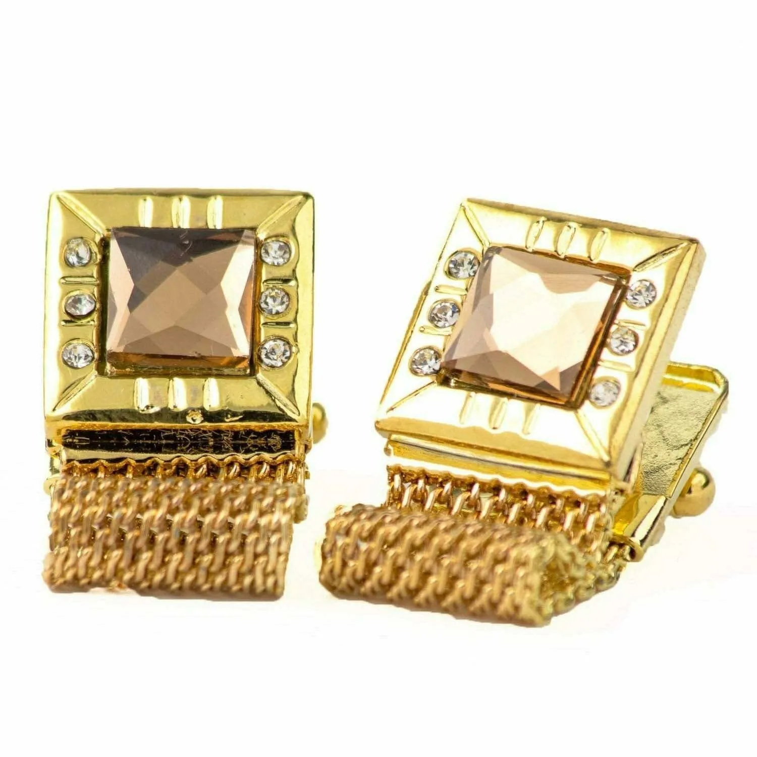 Vittorio Vico Colorful Crystal Chain Cufflinks in Gift Box