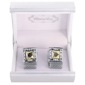 Vittorio Vico Colorful Crystal Chain Cufflinks in Gift Box