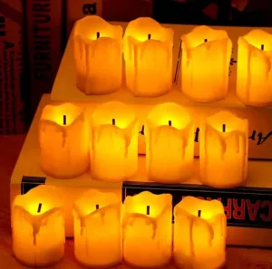 VRB Dec™ 24 Pcs Acrylic Flameless & Smokeless Decorative Candles Led Tea Light Candle Perfect for Gifting, Home, Birthday, Diwali, Christmas,Decorative Candles,Birthday (Melting Tealight - 24 Pcs)