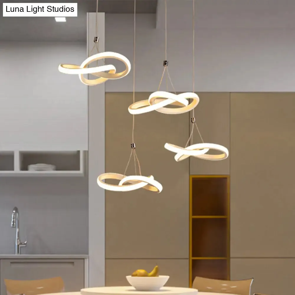 White LED Acrylic Ceiling Chandelier - Seamless Curve Design with Warm/White Light