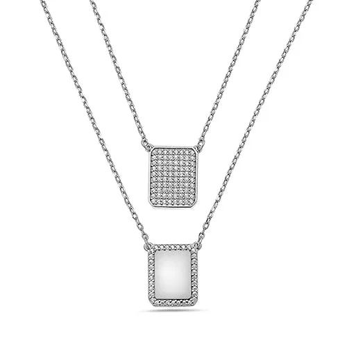 WHITE PAVE DIAMONDS CHAIN SCAPULAR NECKLACE