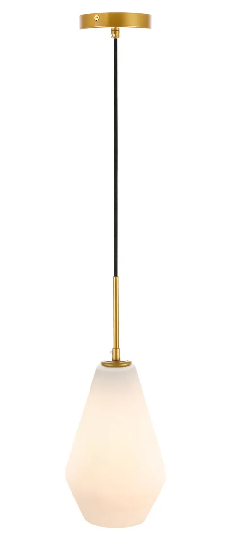 ZC121-LD2261BR - Living District: Gene 1 light Brass and Frosted white glass pendant